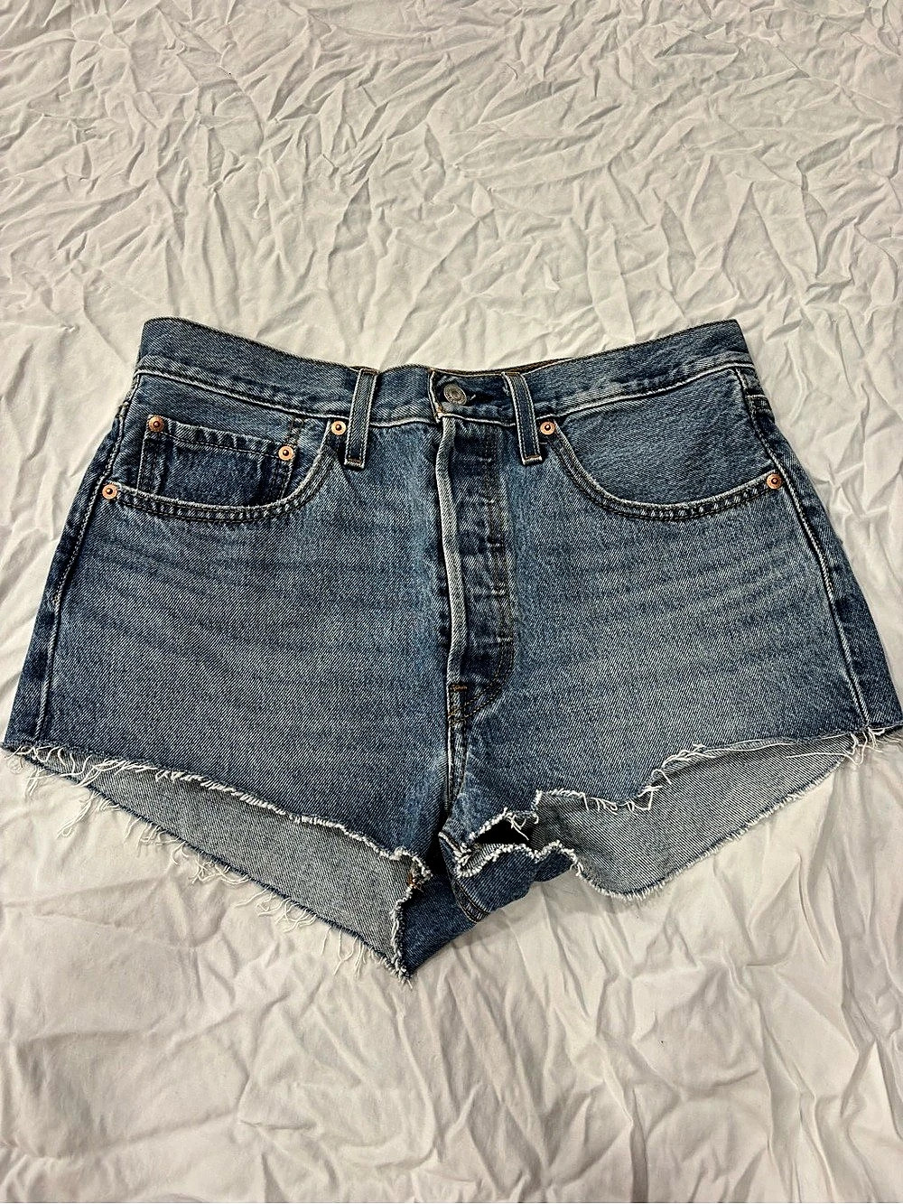 Levi's 501 Micro Shorts Denim Cutoff Jean Shorts Waist 31 Blue